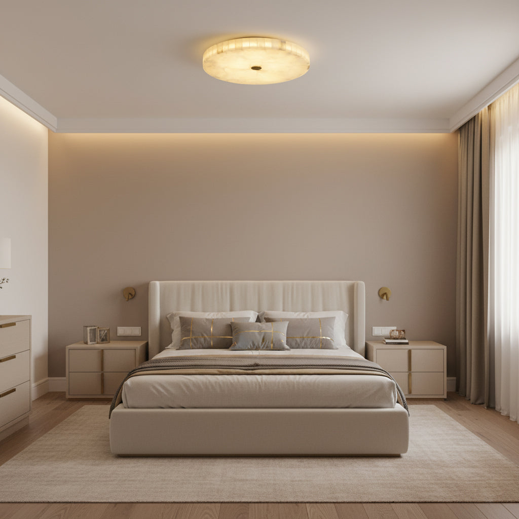 Round Mosaic Alabaster Ceiling Lamp