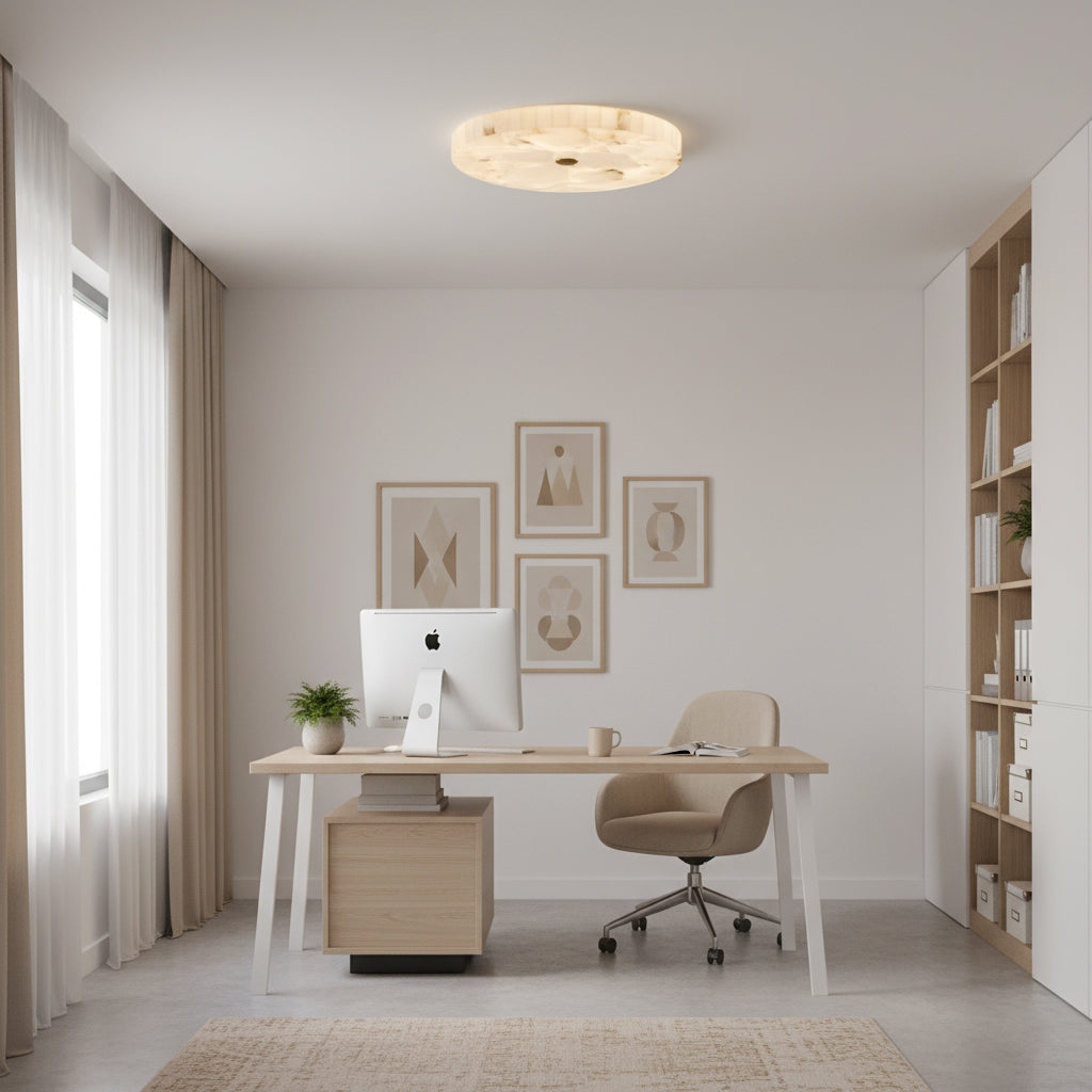 Round Mosaic Alabaster Ceiling Lamp