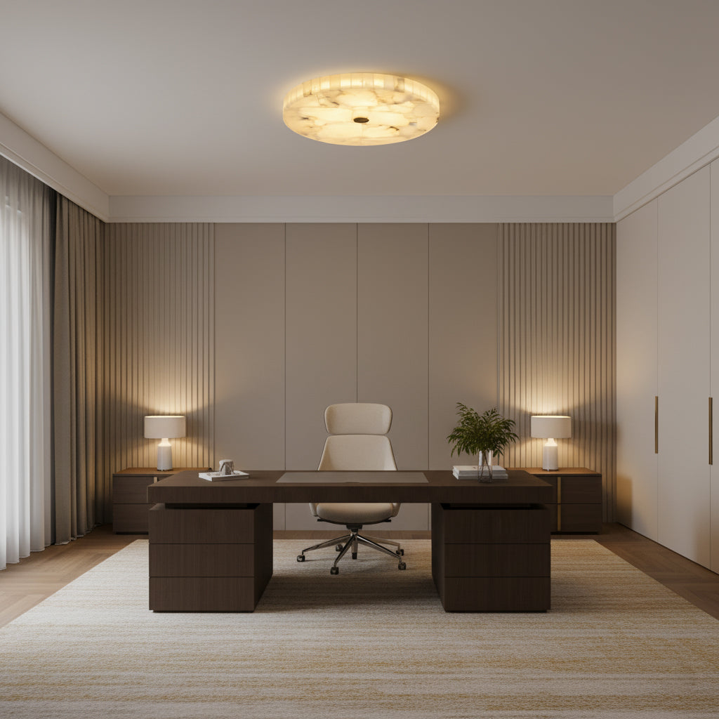 Round Mosaic Alabaster Ceiling Lamp