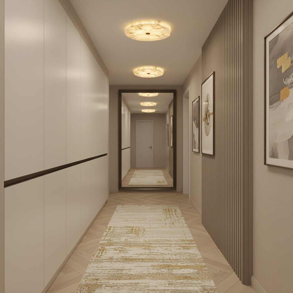 Round Mosaic Alabaster Ceiling Lamp