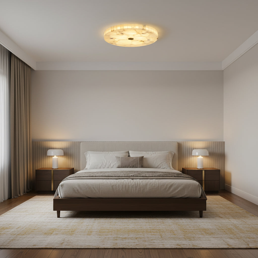 Round Mosaic Alabaster Ceiling Lamp