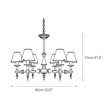 Multi-Arm Brass Candle Chandelier – detail 5 — Dimension drawings 3