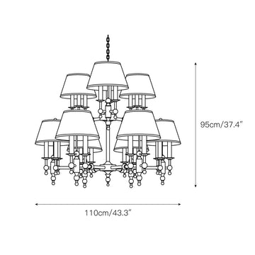Multi-Arm Brass Candle Chandelier – detail 8 — Dimension drawings 6