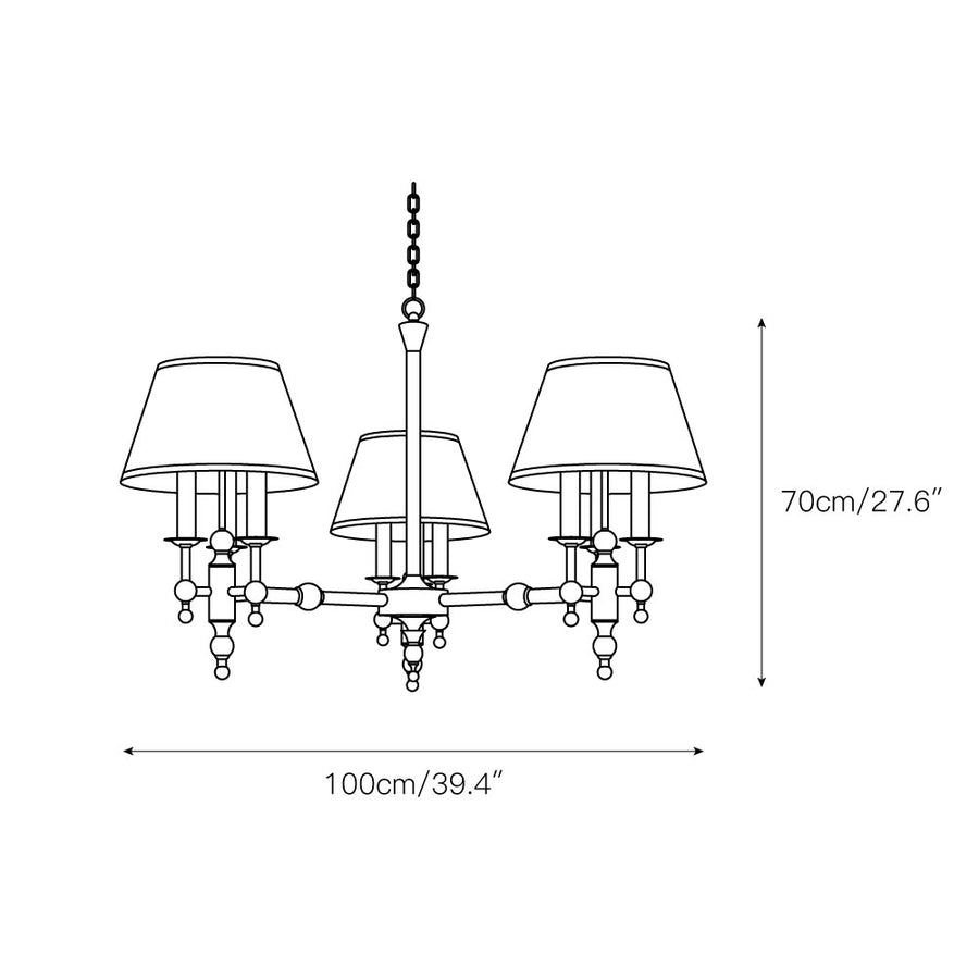 Multi-Arm Brass Candle Chandelier – detail 4 — Dimension drawings 2