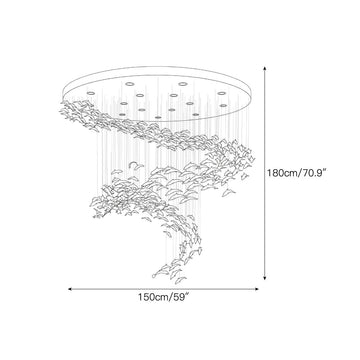 Schole Glass Fish Chandelier – detail 4 — Dimension drawings 2