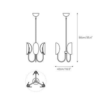 Leaf Brass Chandelier – detail 3 — Dimension drawings 1