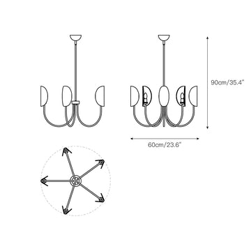 Leaf Brass Chandelier – detail 4 — Dimension drawings 2