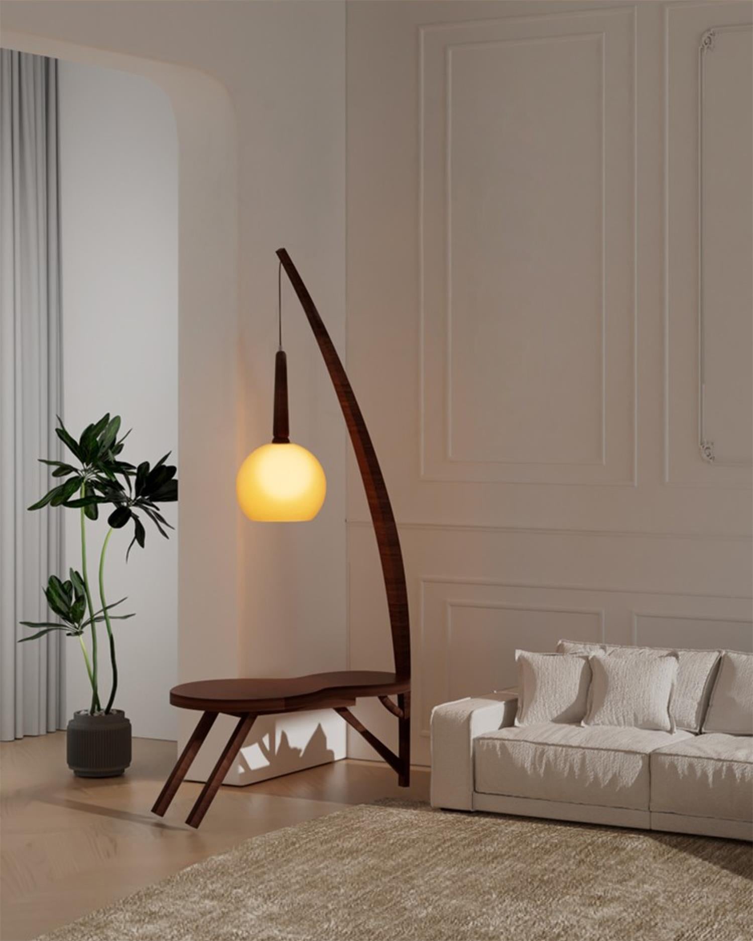 Lampadaire de rangement pour table basse en bois massif