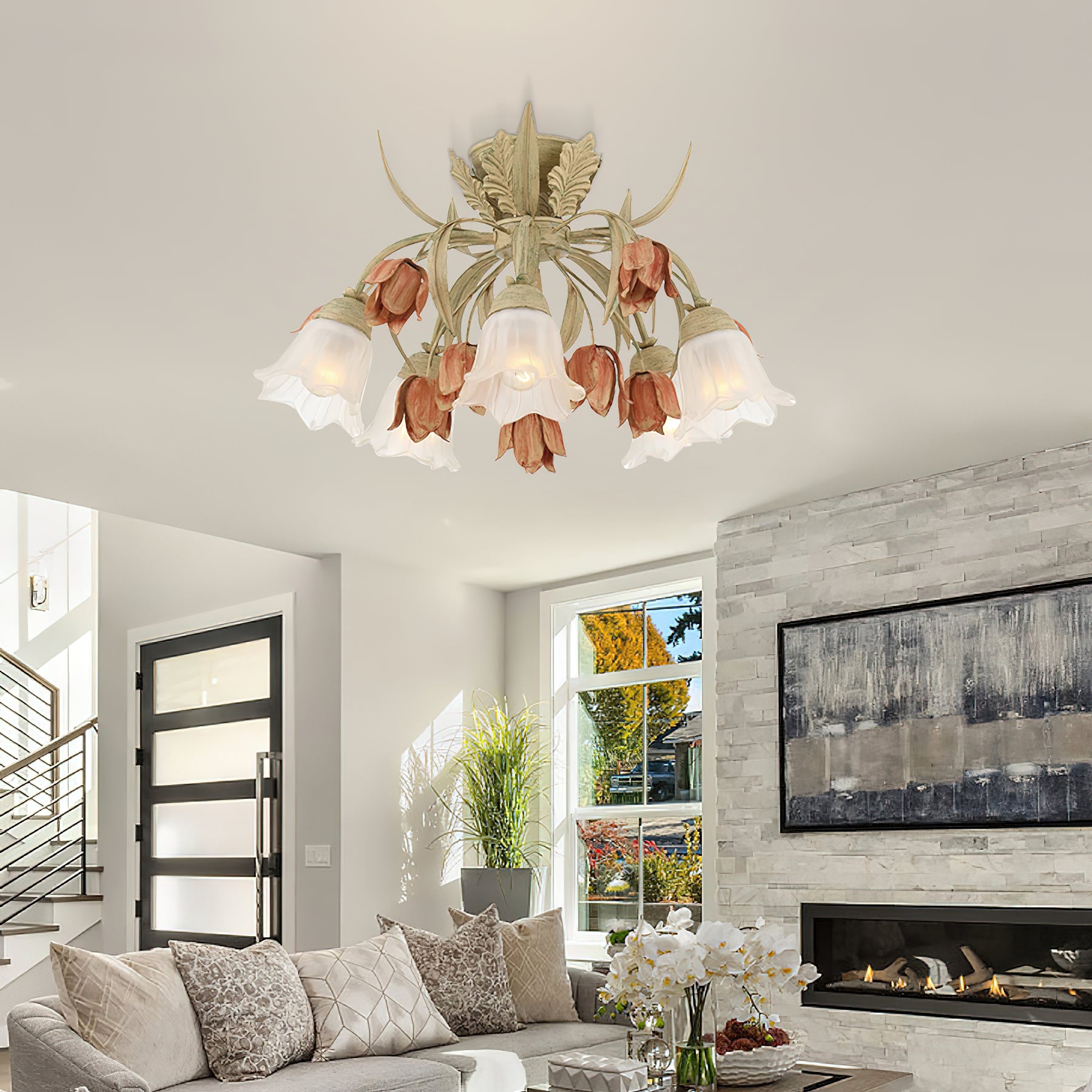 Southport Sage Rose Ceiling Lamp