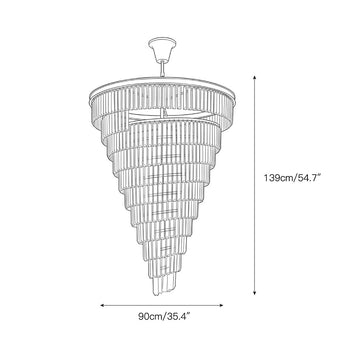 Spiral Tiered Layered Crystal Chandelier – detail 3 — Dimension drawings 1