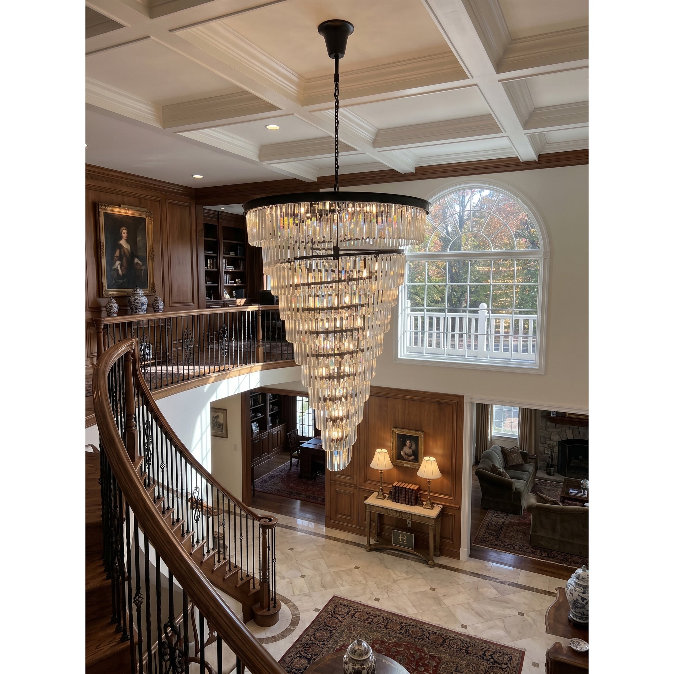 Spiral Tiered Layered Crystal Chandelier