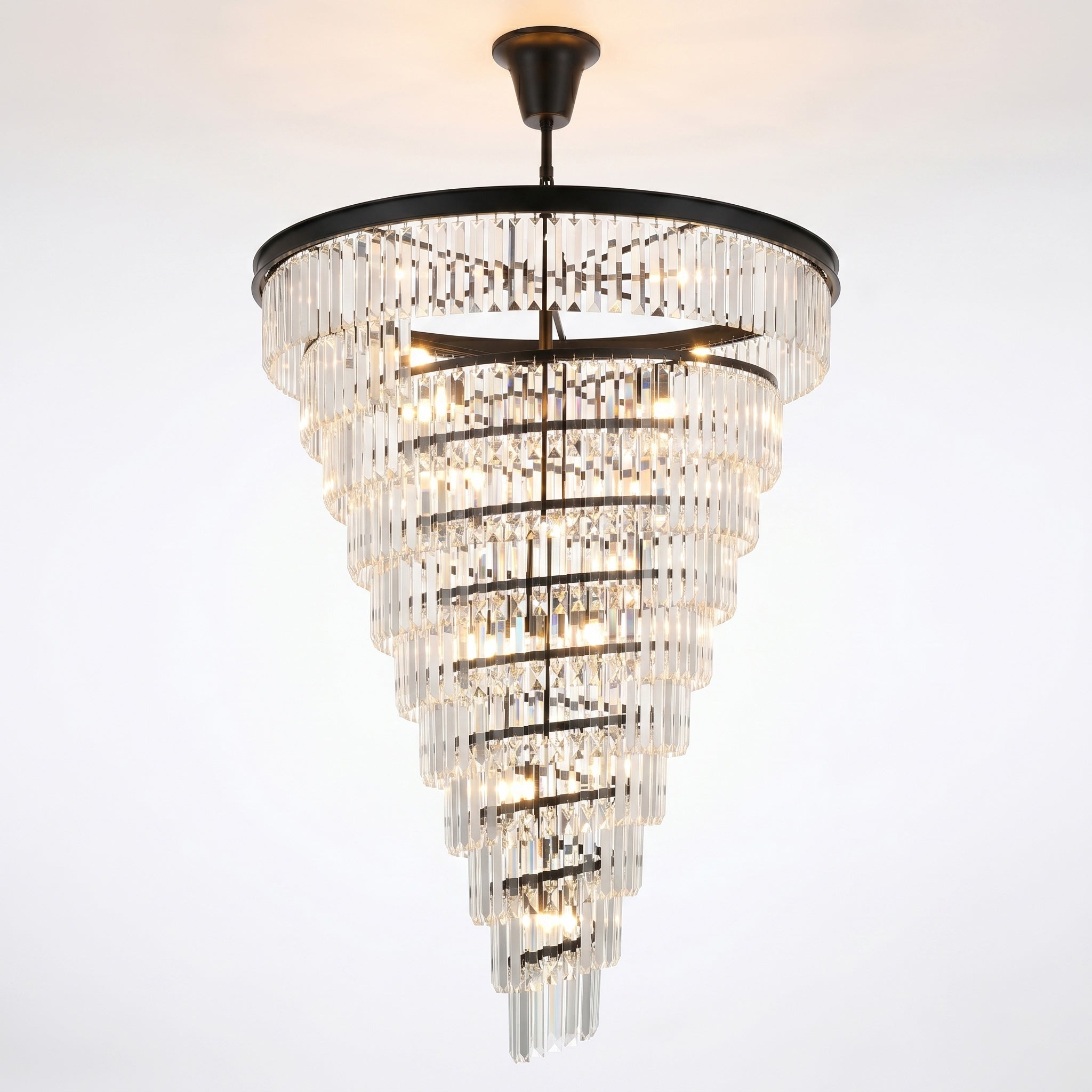 Spiral Tiered Layered Crystal Chandelier