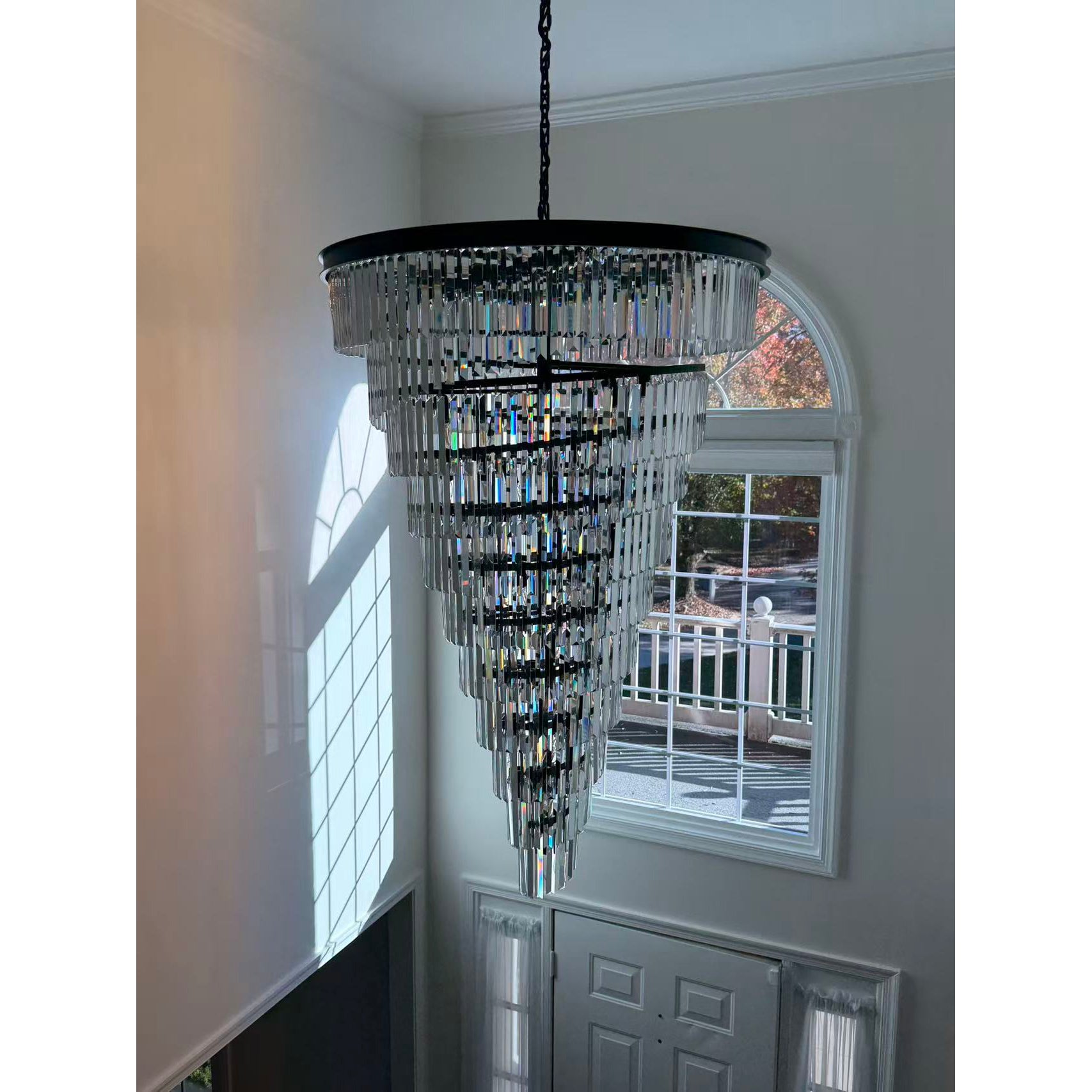 Spiral Tiered Layered Crystal Chandelier