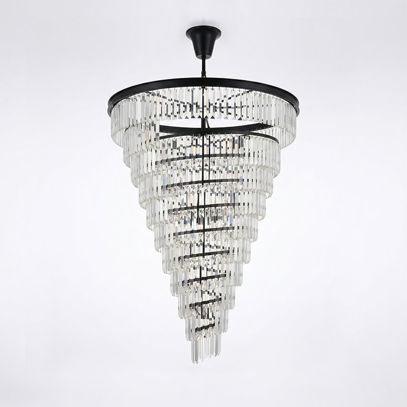 Spiral Tiered Layered Crystal Chandelier