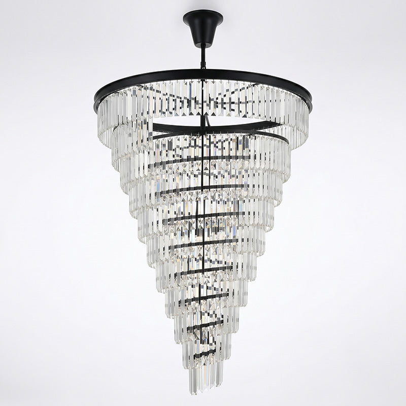 Spiral Tiered Layered Crystal Chandelier