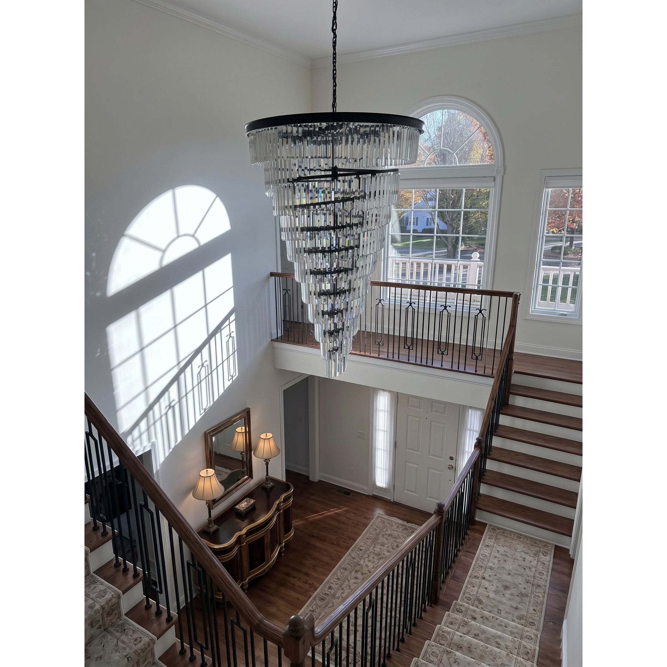 Spiral Tiered Layered Crystal Chandelier