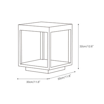 Square Frame Fence Post Outdoor Light – detail 3 — Dimension drawings 1
