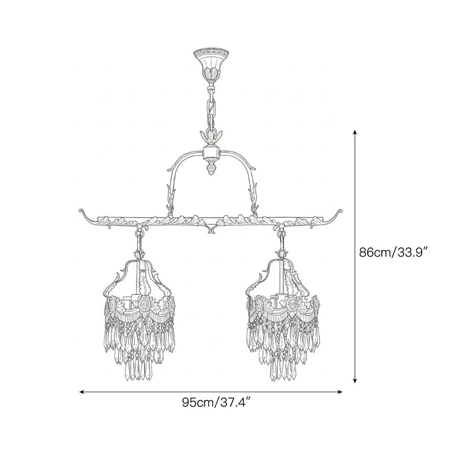 Stained Crystal Linear Pendant Lamp – detail 3 — Dimension drawings 1