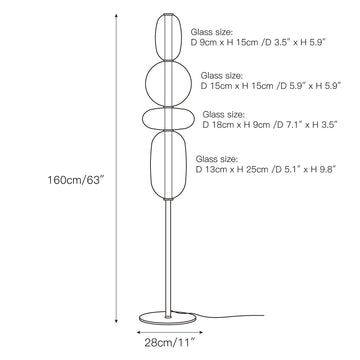 Stacked Glass Pebble Floor Lamp – detail 4 — Dimension drawings 2