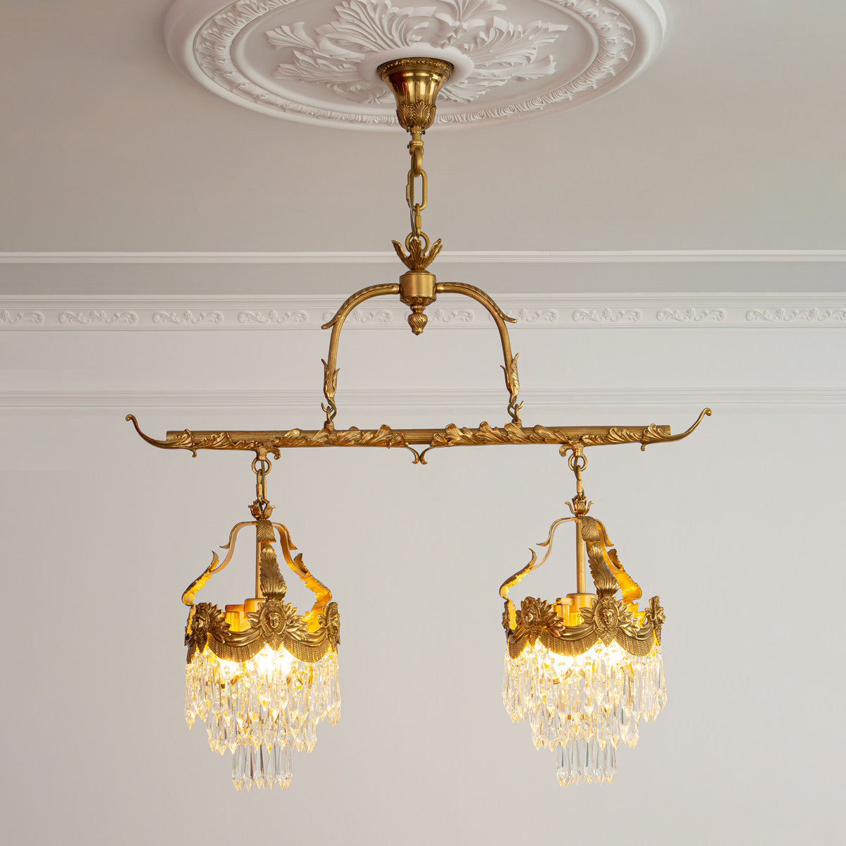 Stained Crystal Linear Pendant Lamp