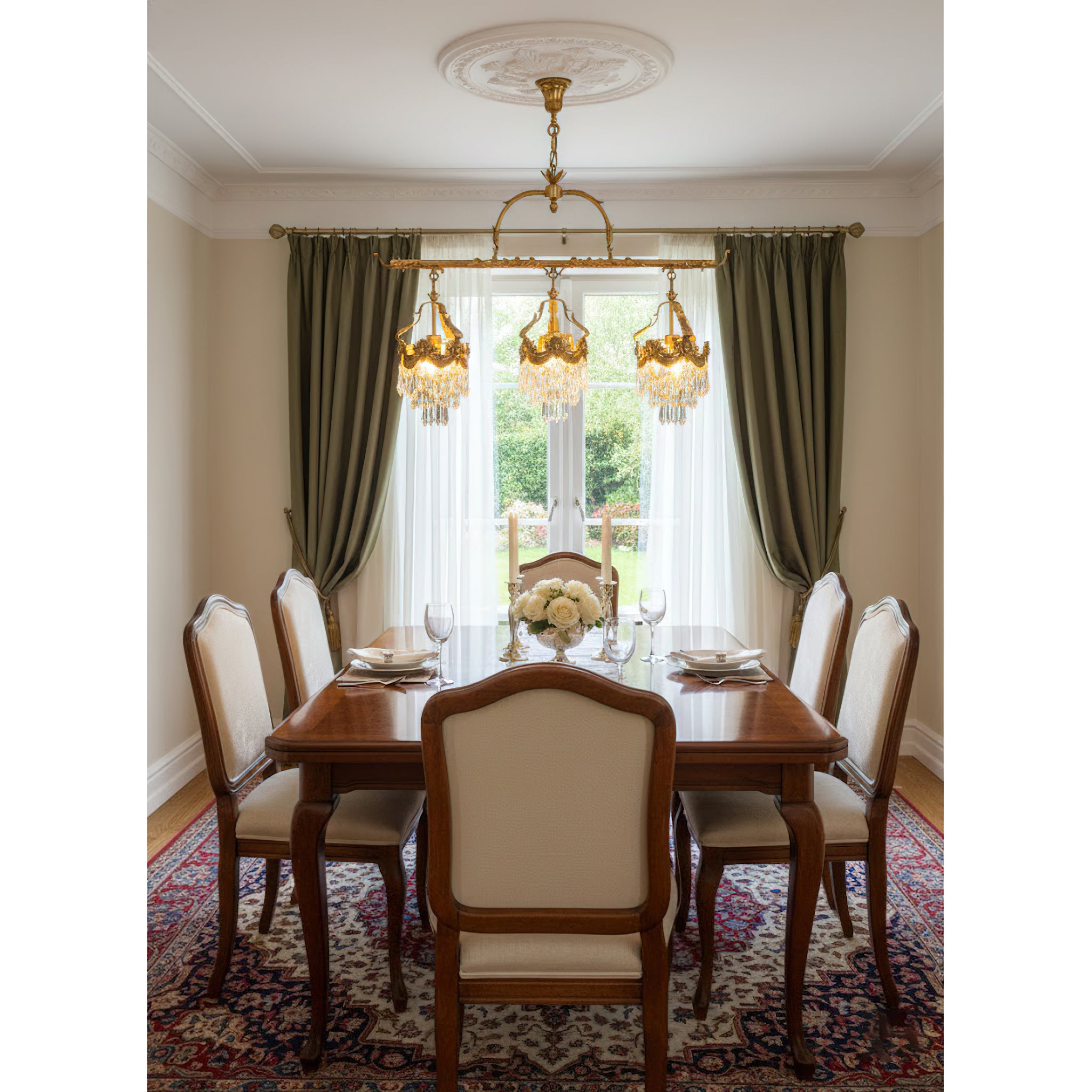 Stained Crystal Linear Pendant Lamp