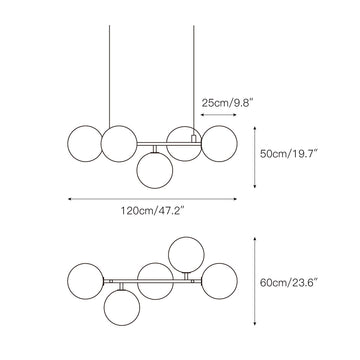 Starburst Chandelier – detail 3 — Dimension drawings 1