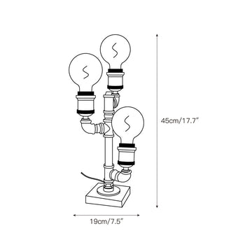 Steampunk Pipe Table Lamp – detail 5 — Dimension drawings 3