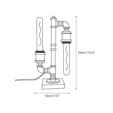 Steampunk Pipe Table Lamp – detail 4 — Dimension drawings 2