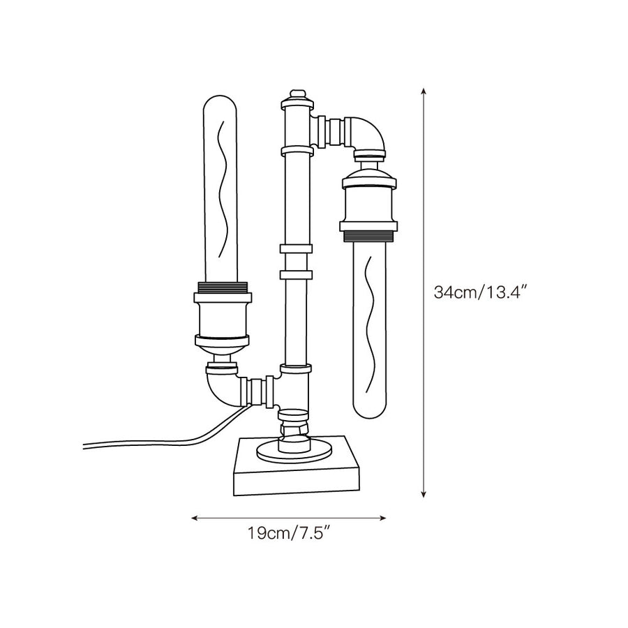 Steampunk Pipe Table Lamp – detail 4 — Dimension drawings 2