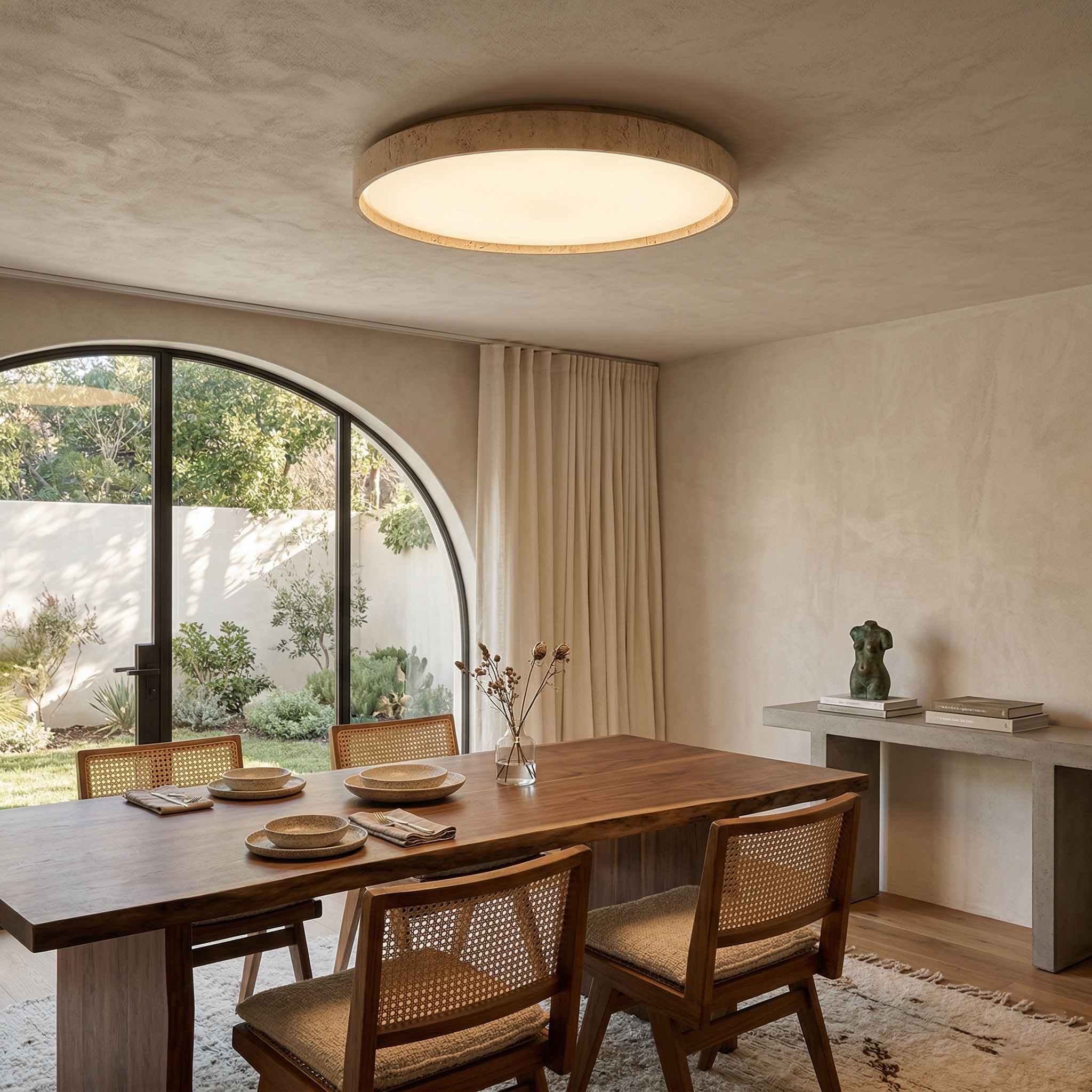 Ultra-thin Round Travertine Ceiling Lamp
