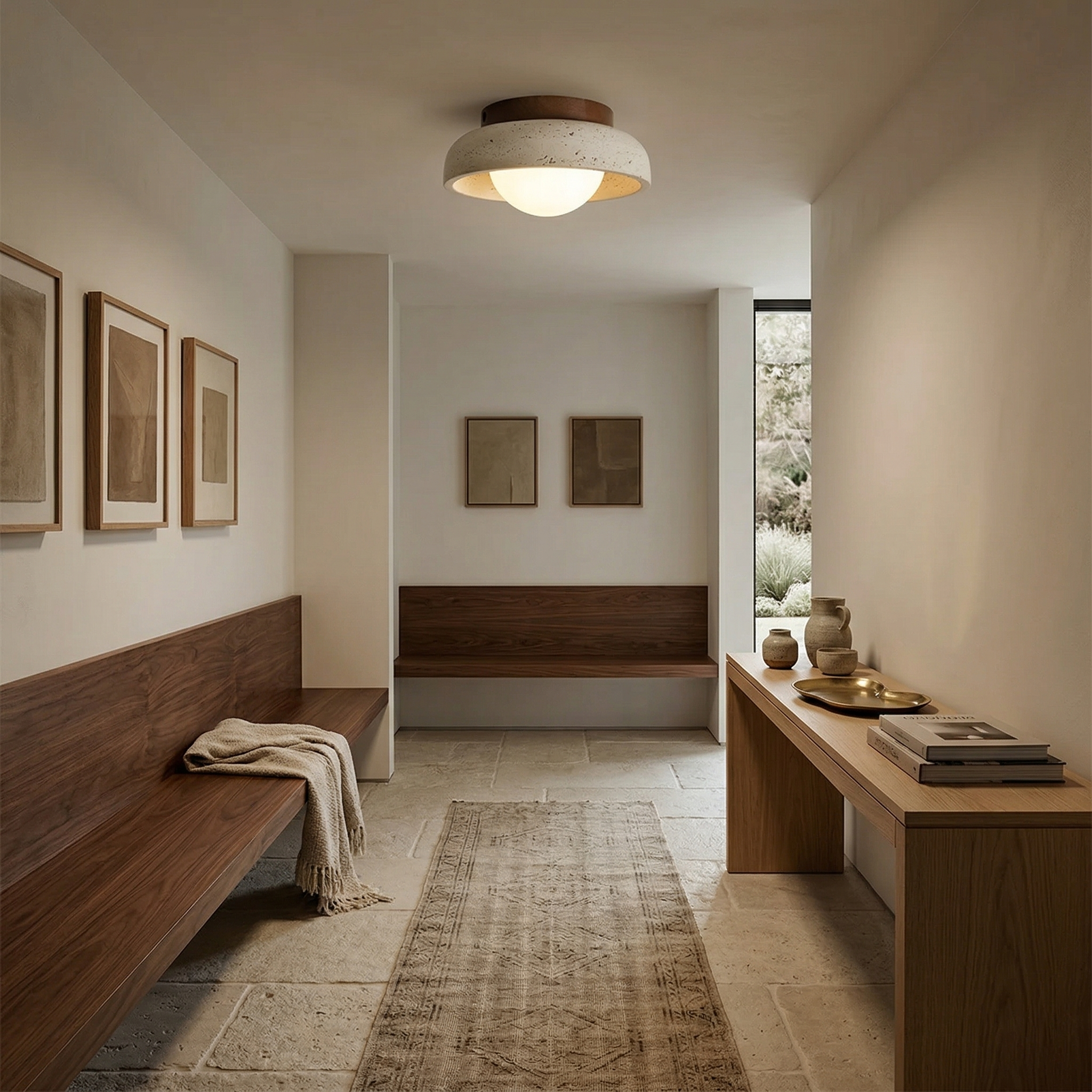 Piedra Travertine Ceiling Lamp