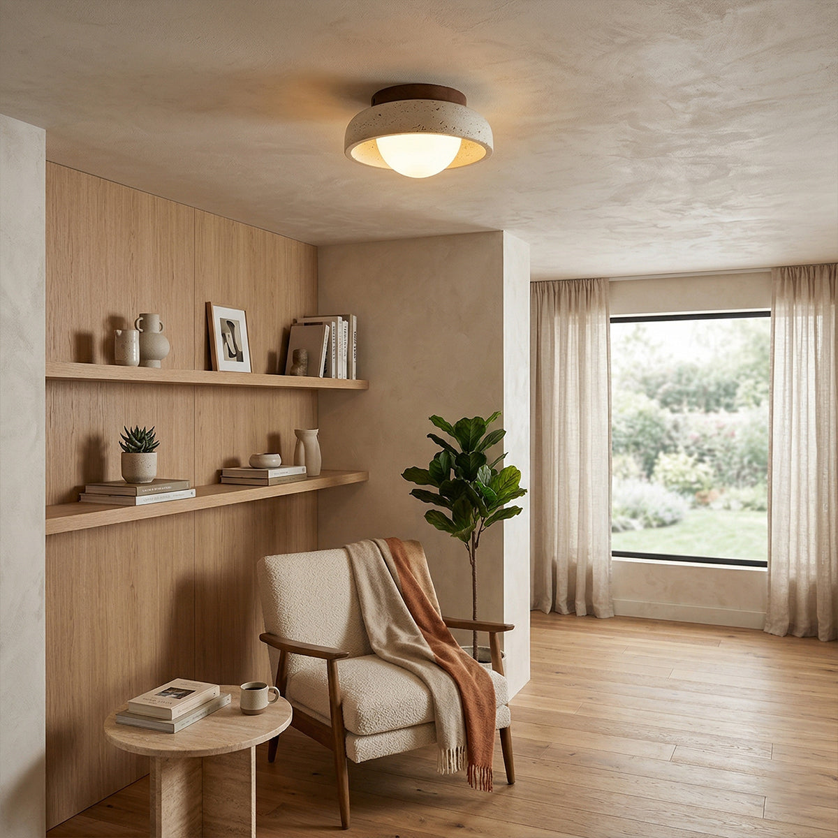 Piedra Travertine Ceiling Lamp