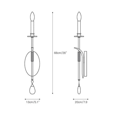 Stretford Candle Wall Lamp – detail 3 — Dimension drawings 1