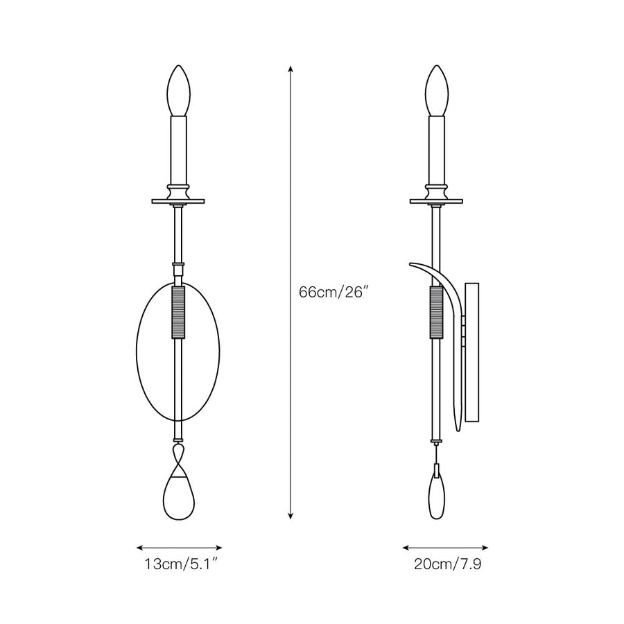 Stretford Candle Wall Lamp – detail 3 — Dimension drawings 1