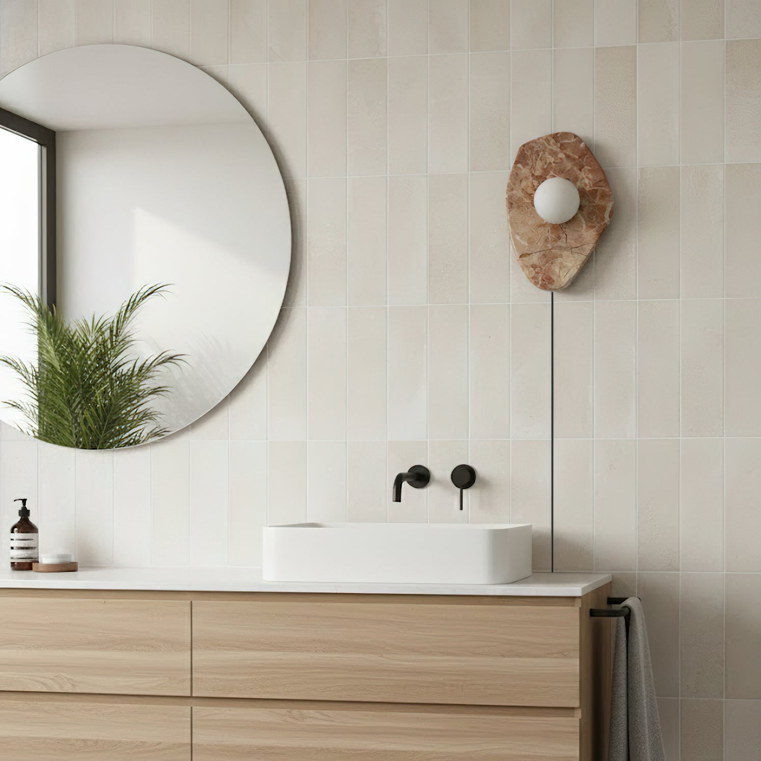 Textured Marble Plug-in Wall Lamp