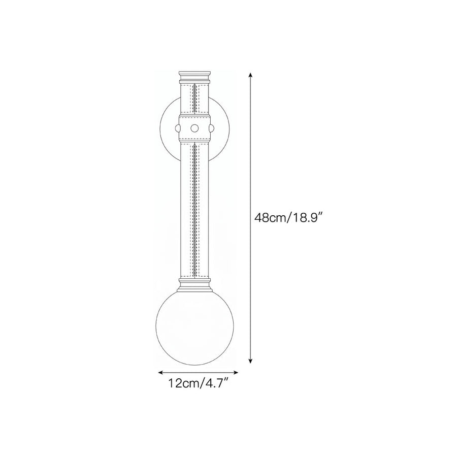 Threadline Alabaster Globe Wall Sconce – detail 3 — Dimension drawings 1