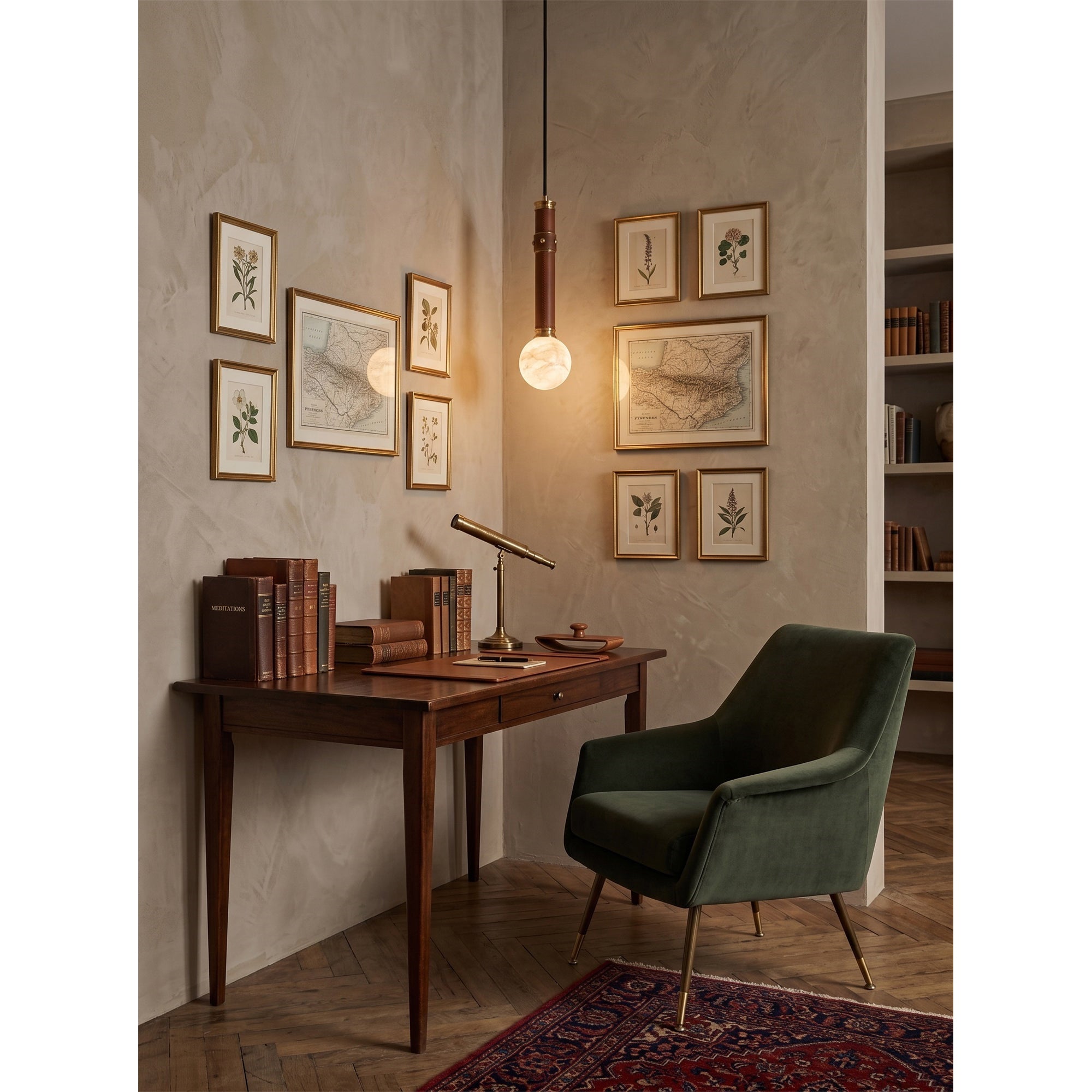 Threadline Alabaster Globe Pendant Lamp