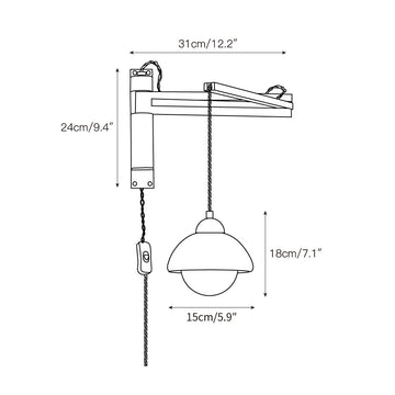 Tia Travertine Swing Arm Plug-in Sconce – detail 3 — Dimension drawings 1