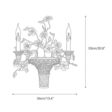 Tole Ceramic Flower Wall Lamp – detail 5 — Dimension drawings 1