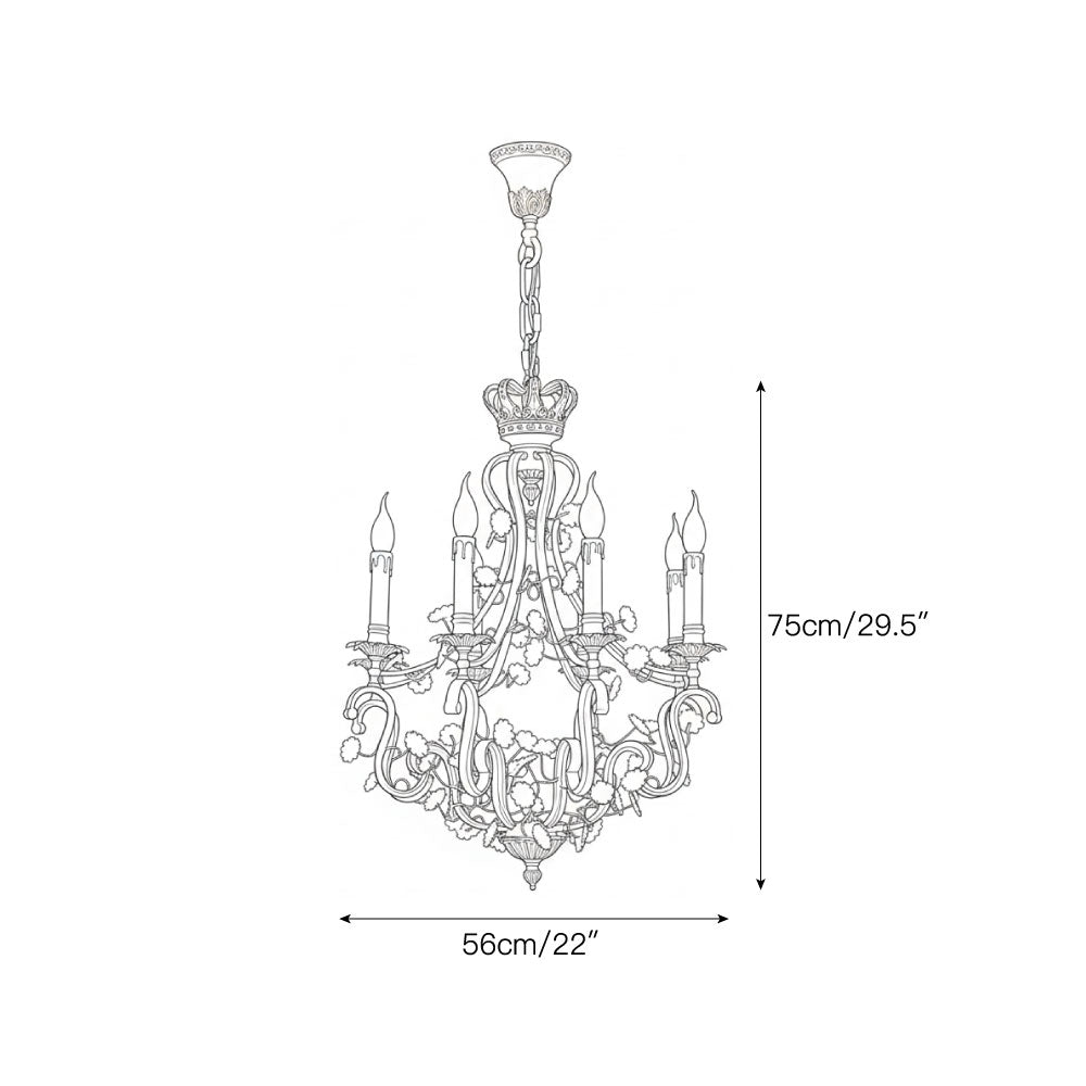 Tole Foliate Decorated Chandelier