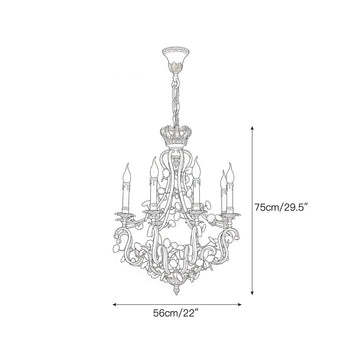 French Tole Floral Chandelier – detail 3 — Dimension drawings 1