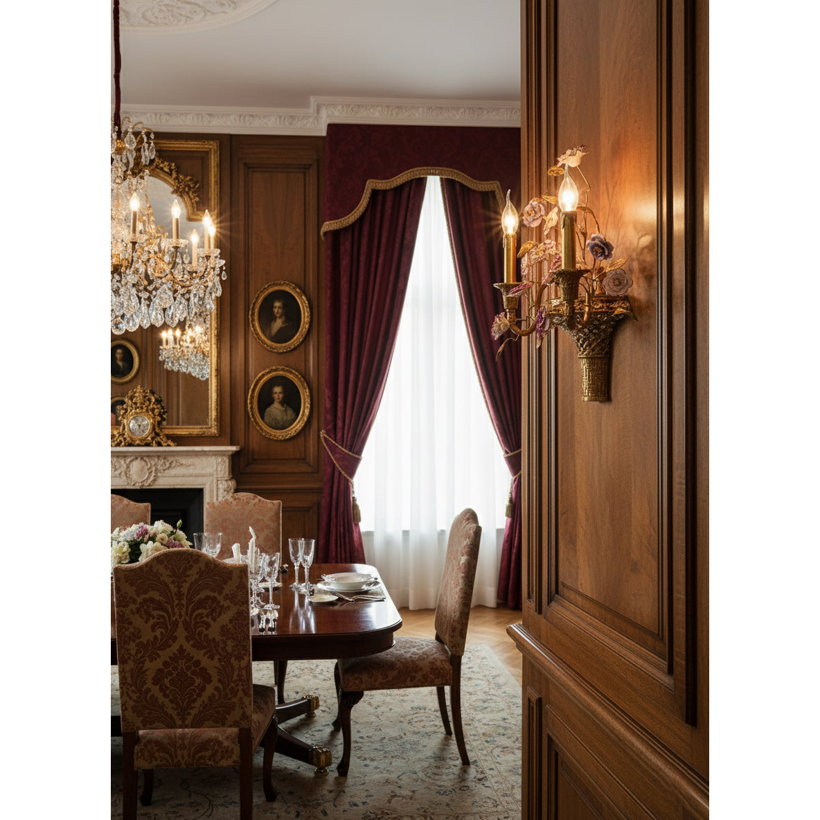 Tole Ceramic Flower Wall Lamp