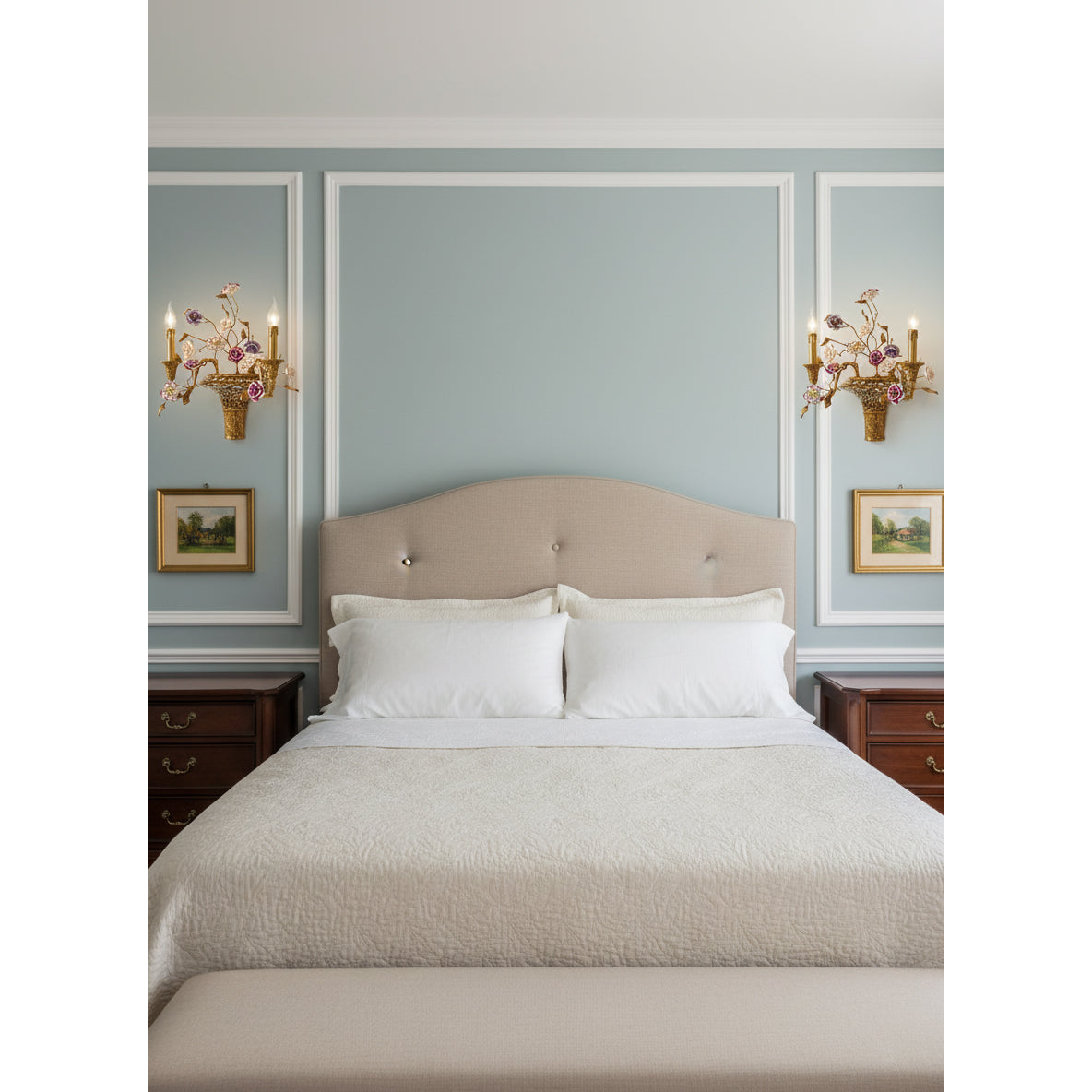 Tole Ceramic Flower Wall Lamp