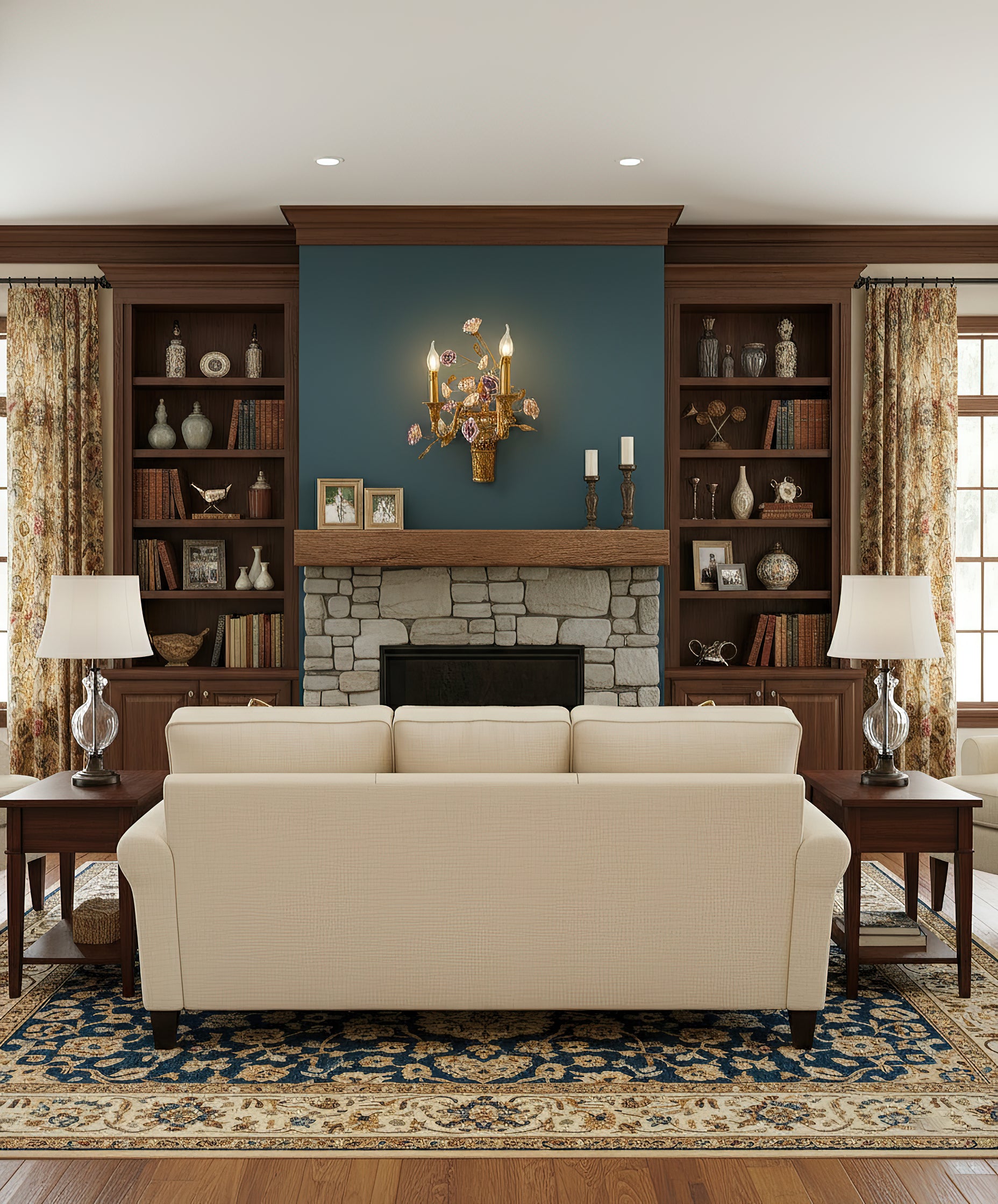 Tole Ceramic Flower Wall Lamp