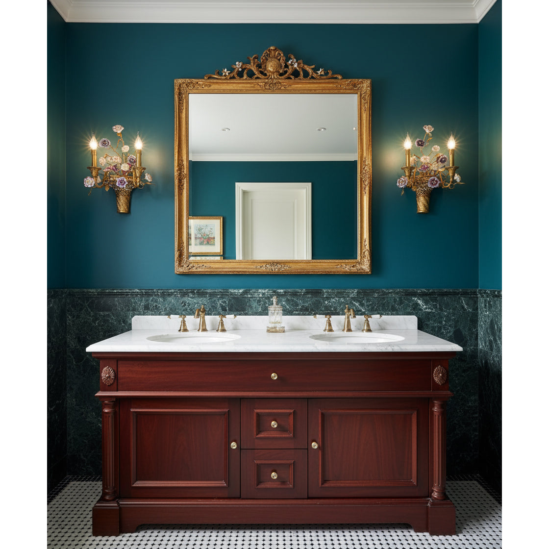 Tole Ceramic Flower Wall Lamp