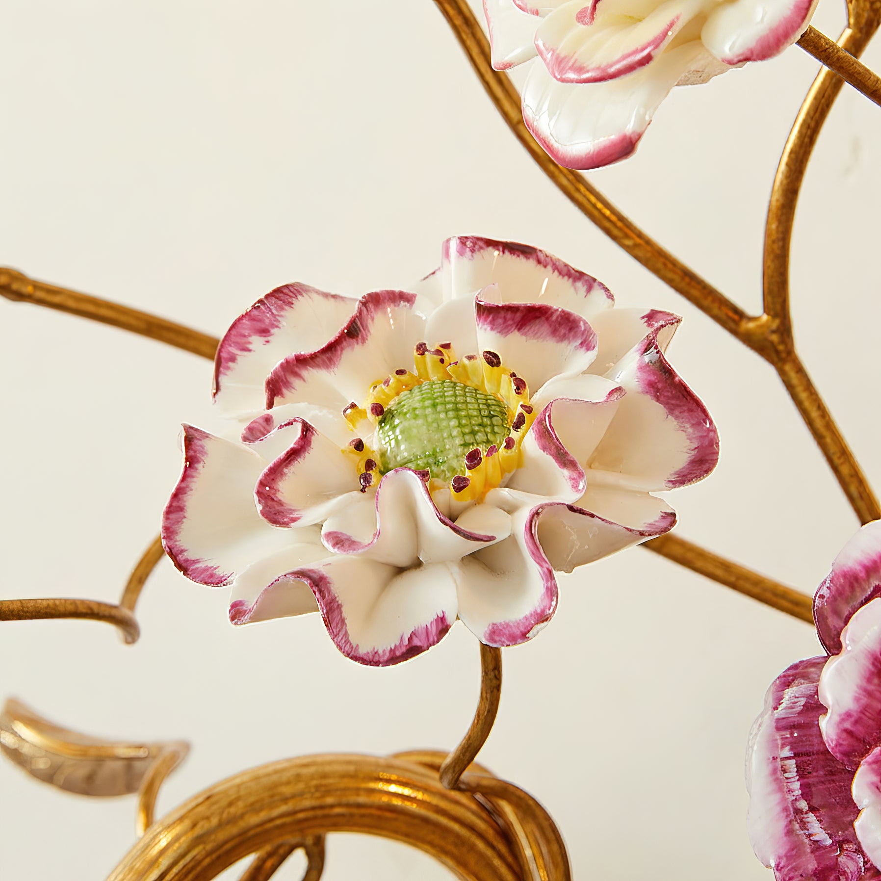 Tole Ceramic Flower Wall Lamp