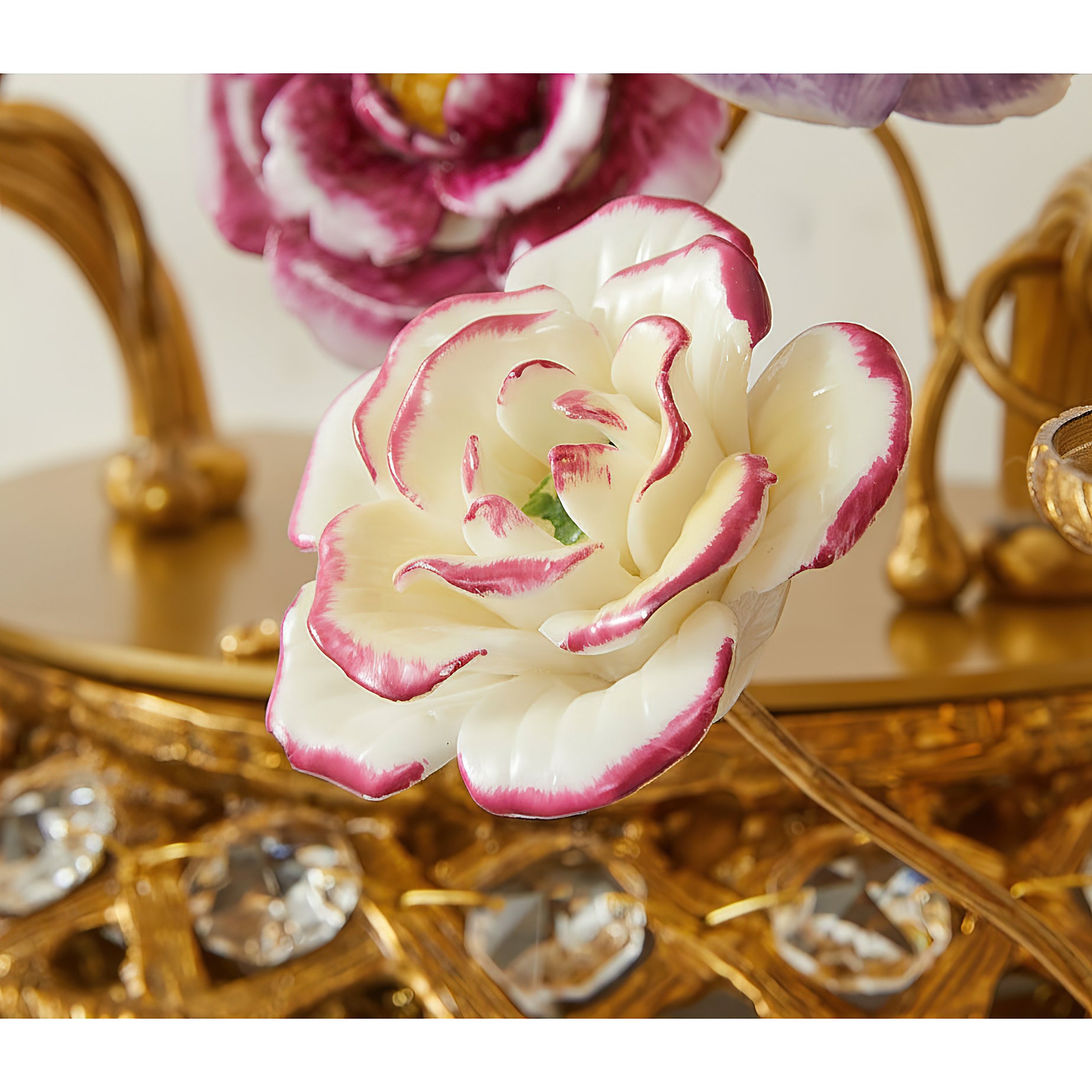 Tole Ceramic Flower Wall Lamp