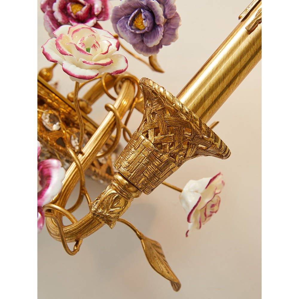 Tole Ceramic Flower Wall Lamp