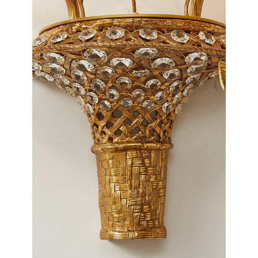 Tole Ceramic Flower Wall Lamp