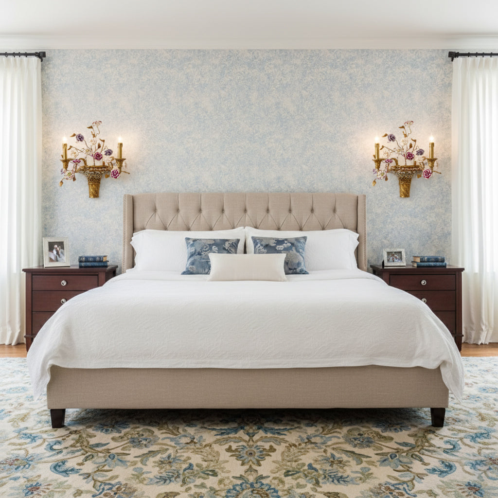 Tole Ceramic Flower Wall Lamp